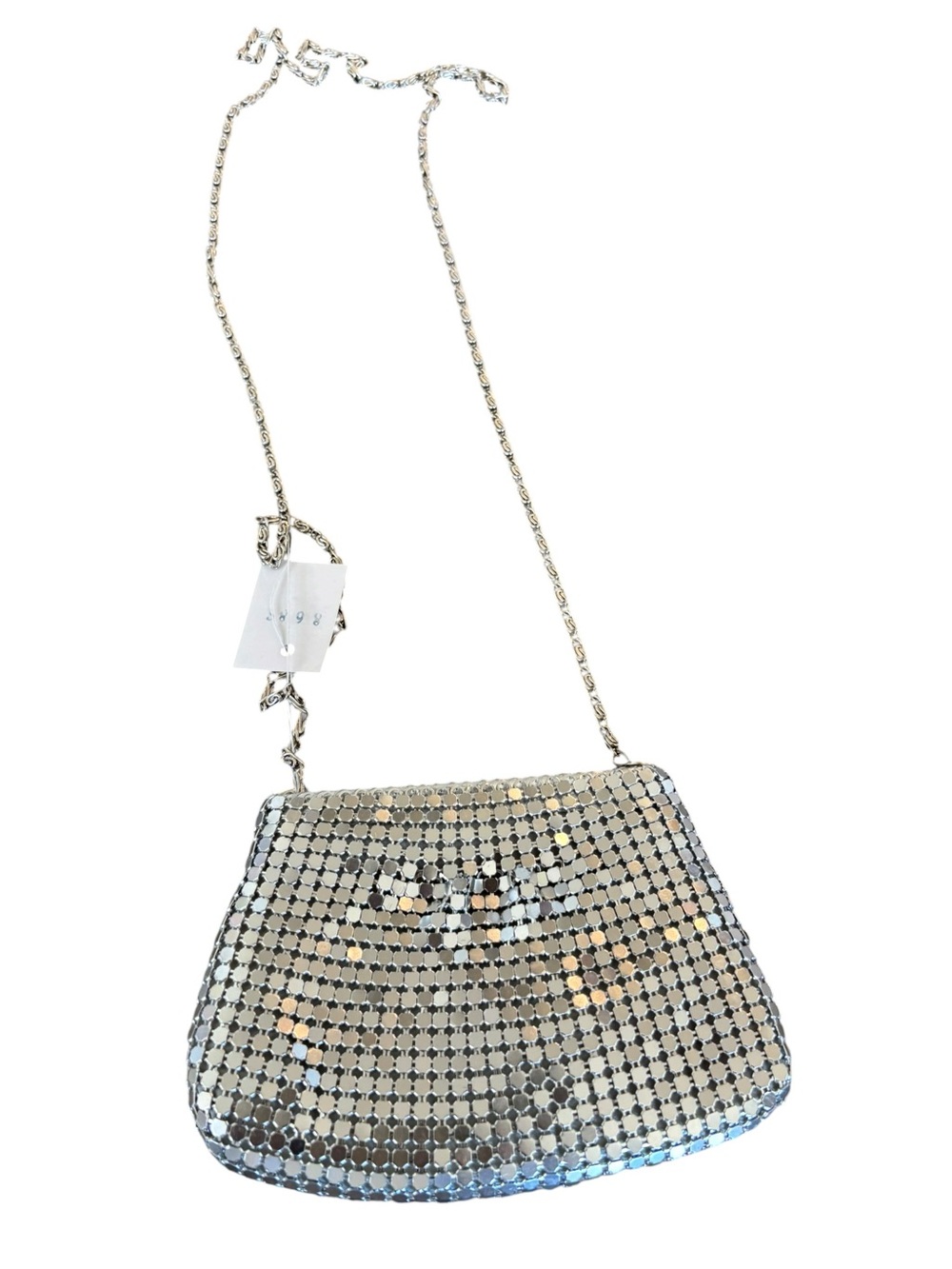 Metallic Silver Mesh Crossbody Bag